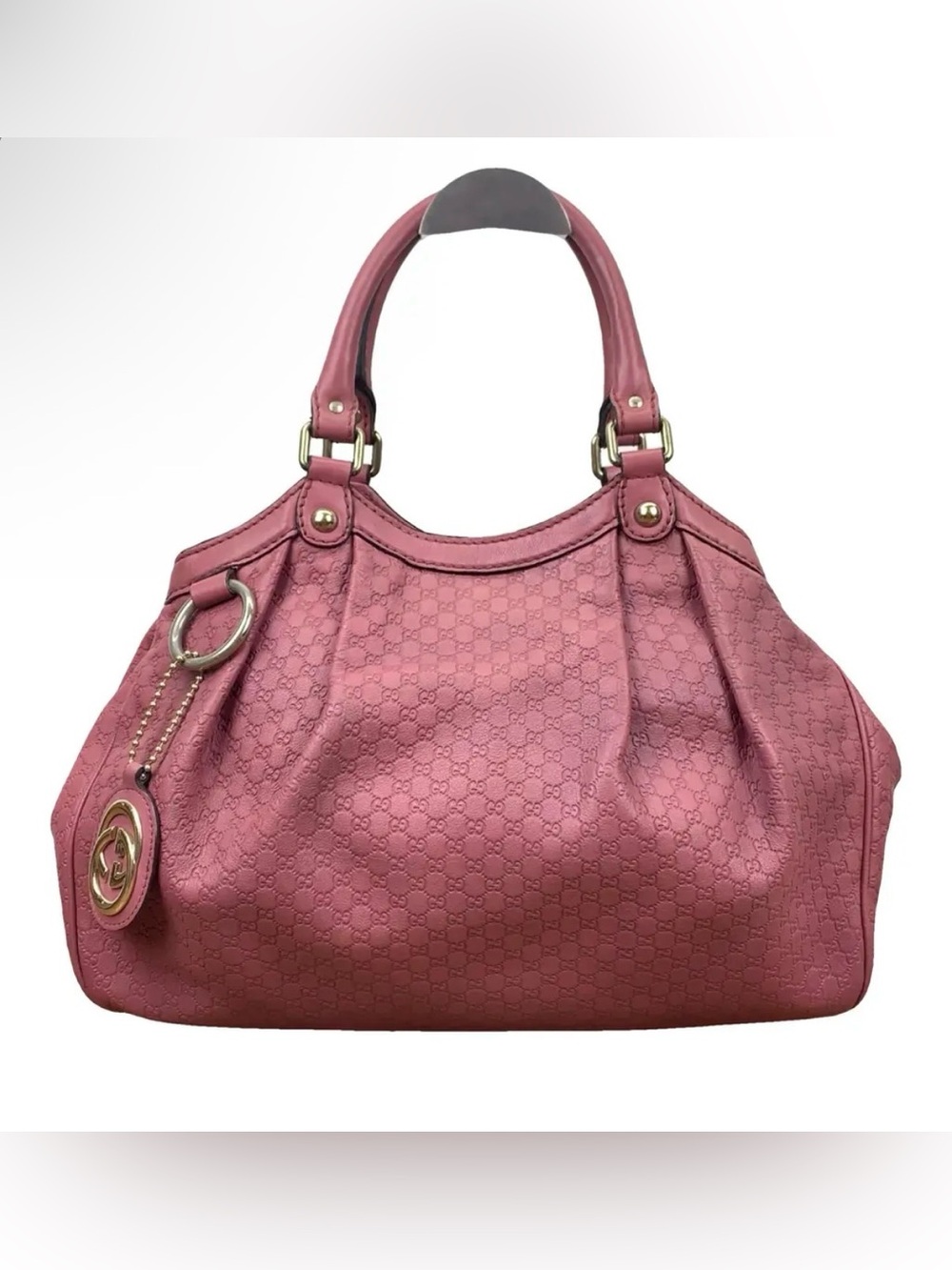Gucci Sukey Medium Tote Pink Guccissima Leather GG Charm